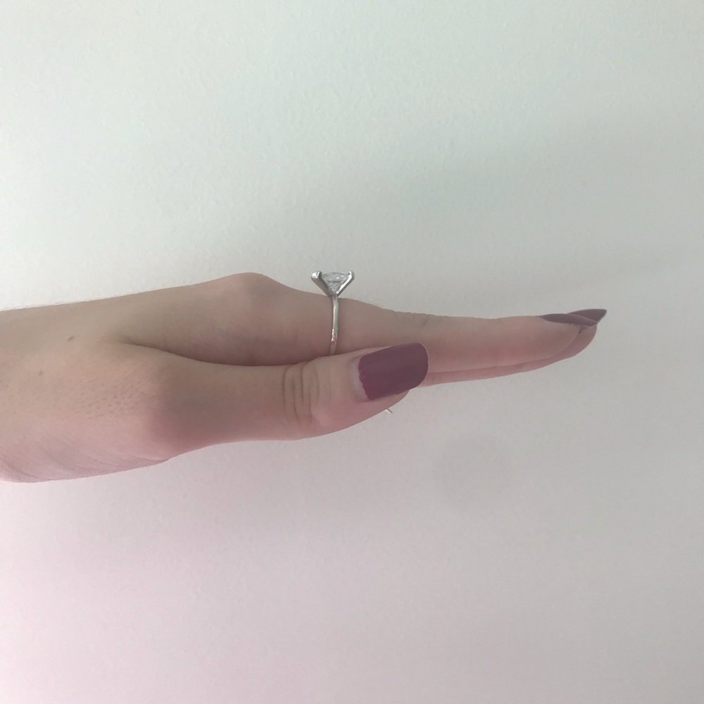 Sterling Silver 3CT Princess Cut Solitaire Ring - Picture 5 of 8